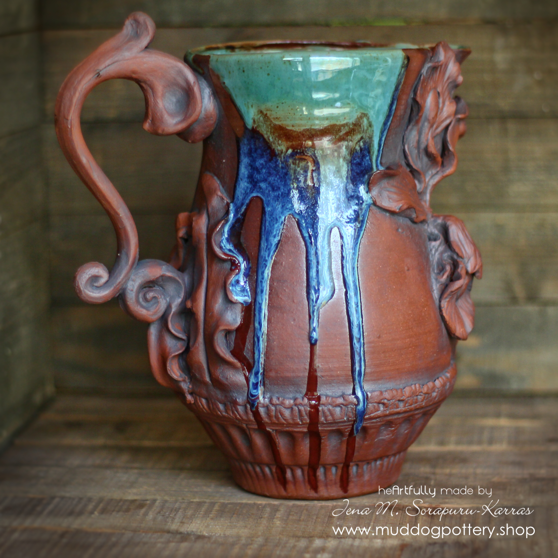 Louisiana Iris Pitcher with Ornate Spout (The Creole Courtyard Collection)