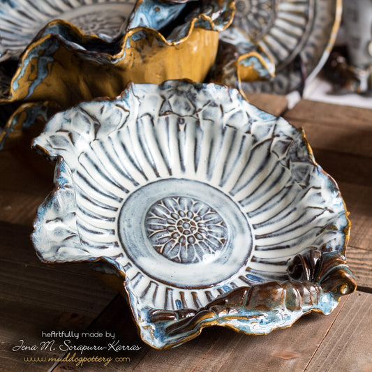 The Blue Crawfish (Krevis Blé) with Gold Accents Small Serving Bowl