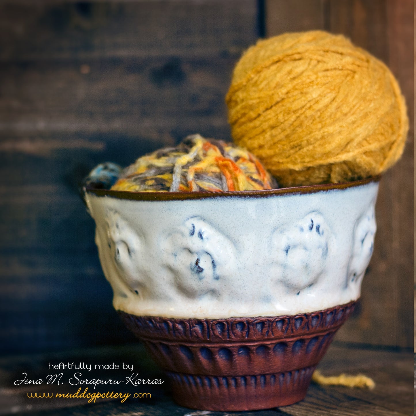 Blue Crawfish Yarn Bowl