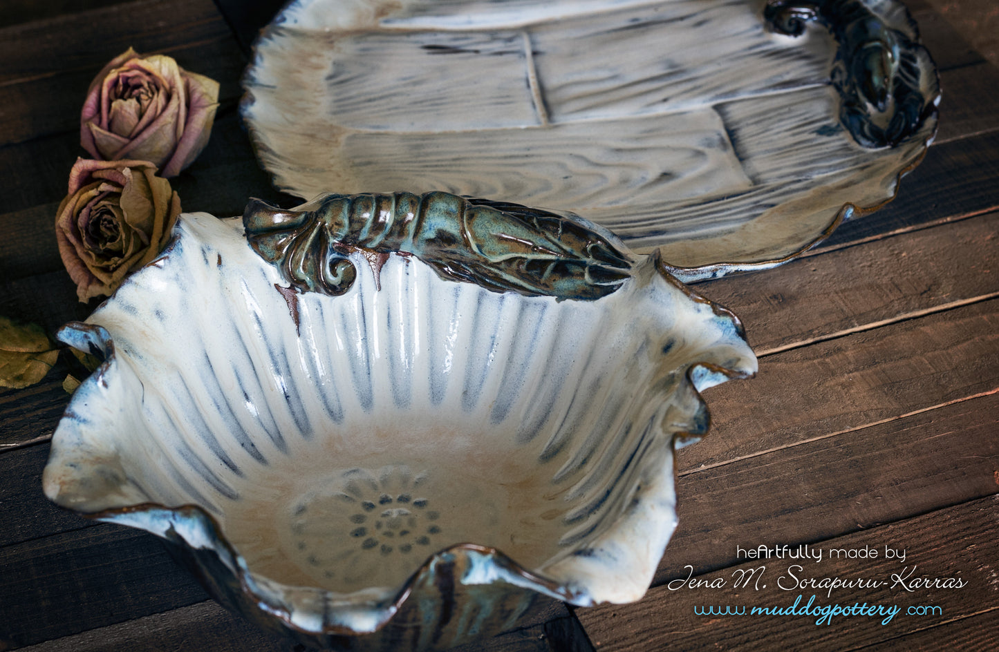Blue Crawfish Large Serving Bowl