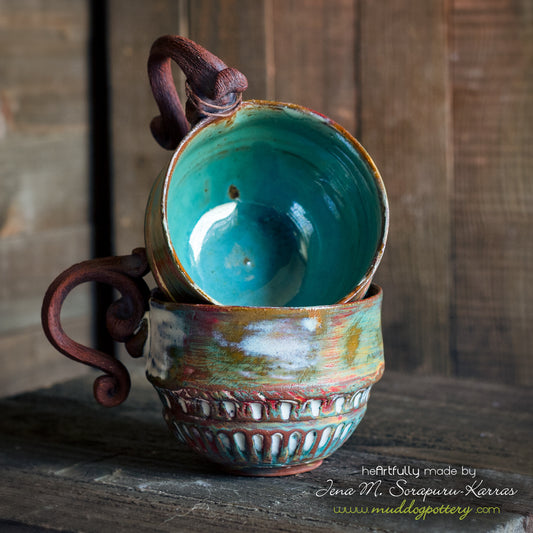 Peeling Paint (Zoranj) Cappucino Mug Set ( The Creole Courtyard Collection )