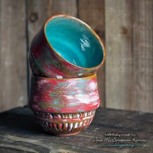 Peeling Paint (Rouj) Wine Cup Set ( The Creole Courtyard Collection )
