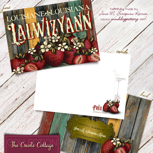 Louisiana Strawberry Note Cards (The Creole Cottage Collection)