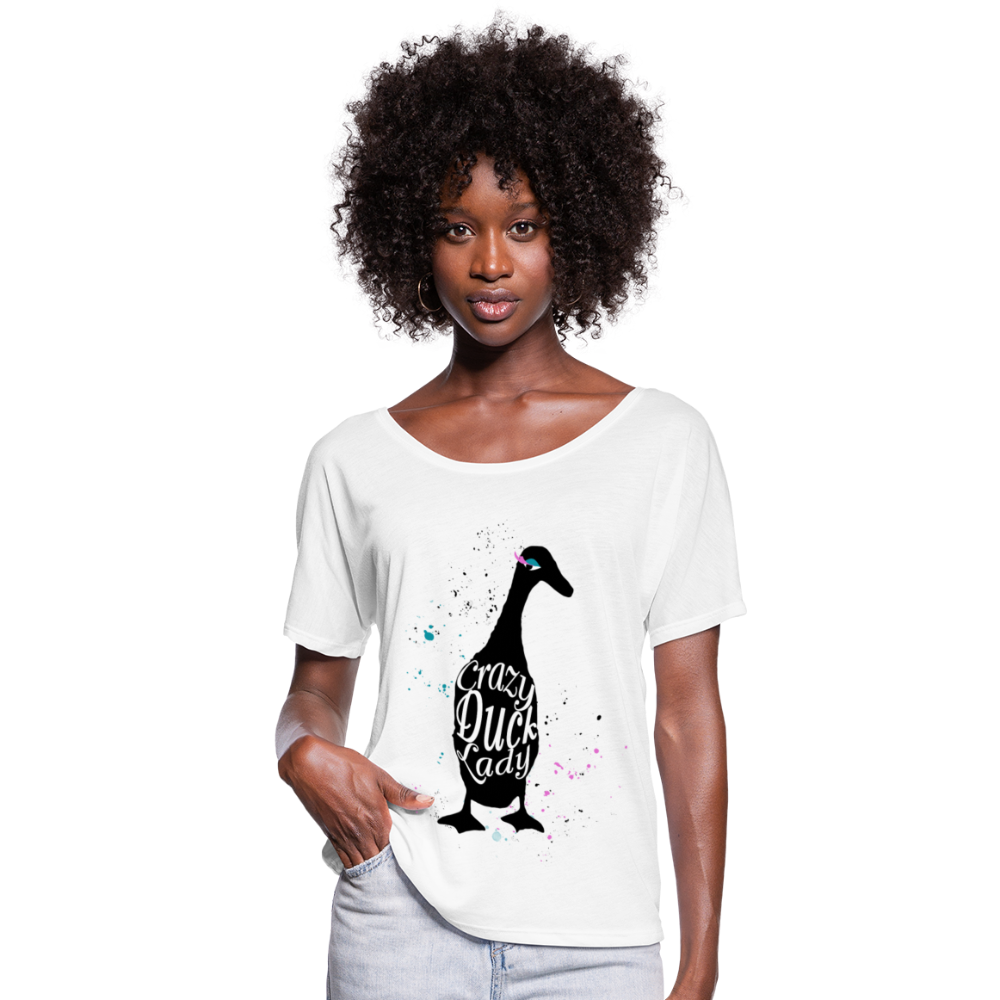 Crazy Duck Lady | Women’s Flowy T-Shirt - white