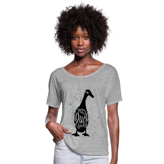 Crazy Duck Lady | Women’s Flowy T-Shirt - heather gray