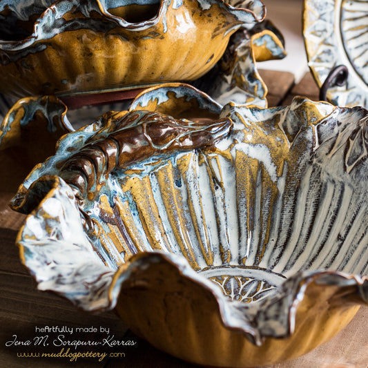 The Blue Crawfish (Krevis Blé) with Gold Accents Large Serving Bowl