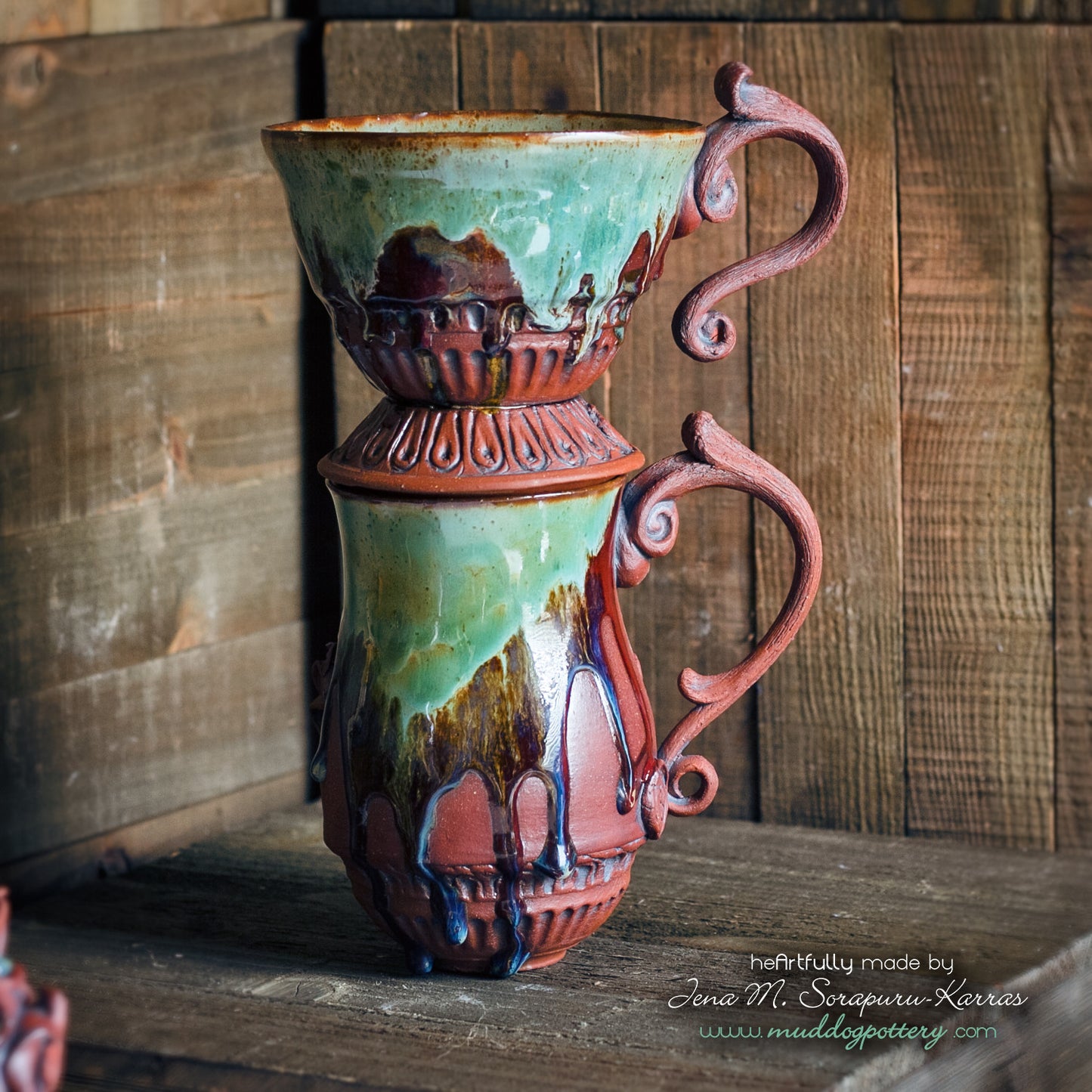 Louisiana Iris Coffee Cup and Funnel Set ( The Creole Courtyard Collection )