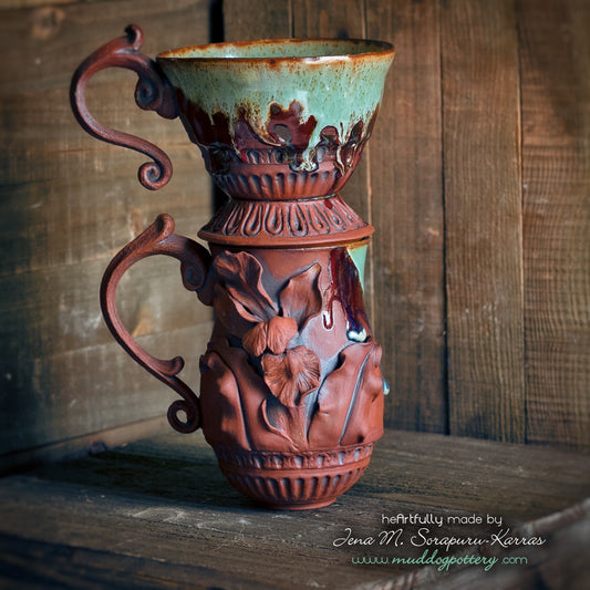 Louisiana Iris Coffee Cup and Funnel Set ( The Creole Courtyard Collection )