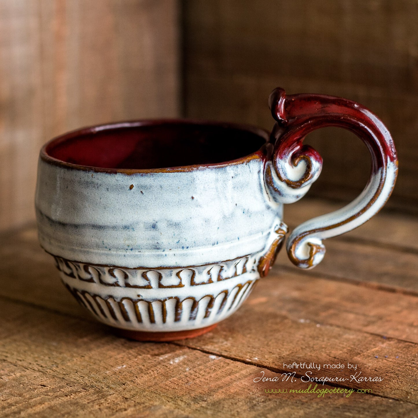 Blan e Rouj (White and Red) Cappucino Mug Set ( The Creole Courtyard Collection )